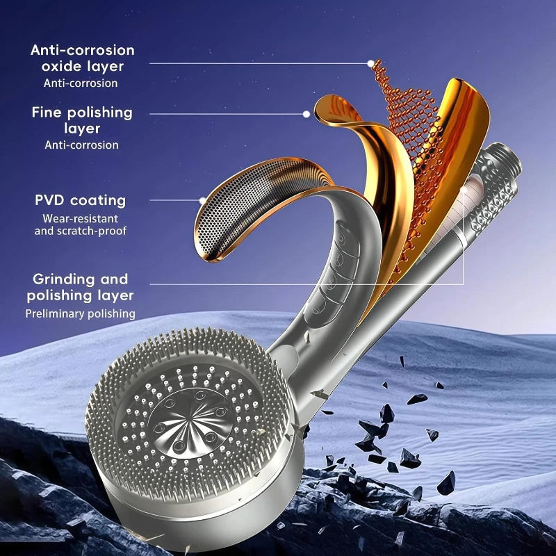 Shower Head 4 Modes Water Saving Adjustable High Pressure Shower Handheld Spray Hangable Multifunctional Bathroom Accessories