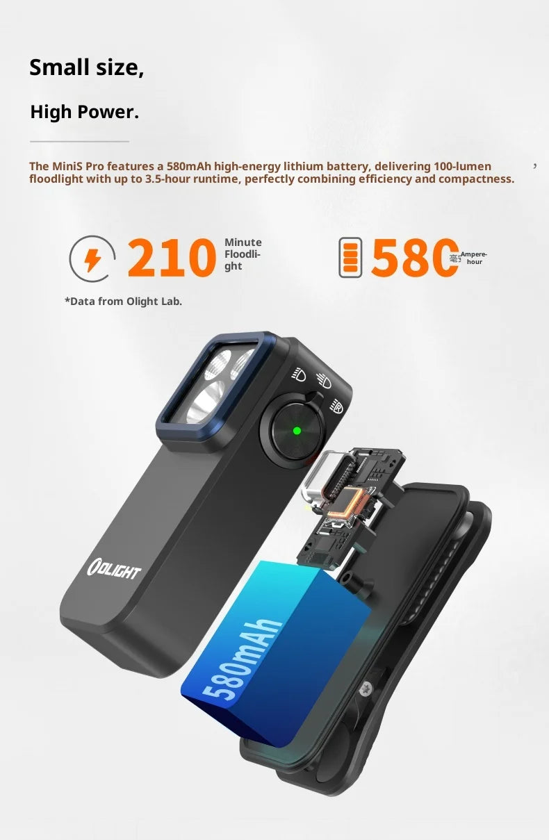 Olight Oclip Pro Outdoor Flashlight Portable Strong Light Camping Torch Long Range Rechargeable 500LM Aluminum Alloy Flashlight