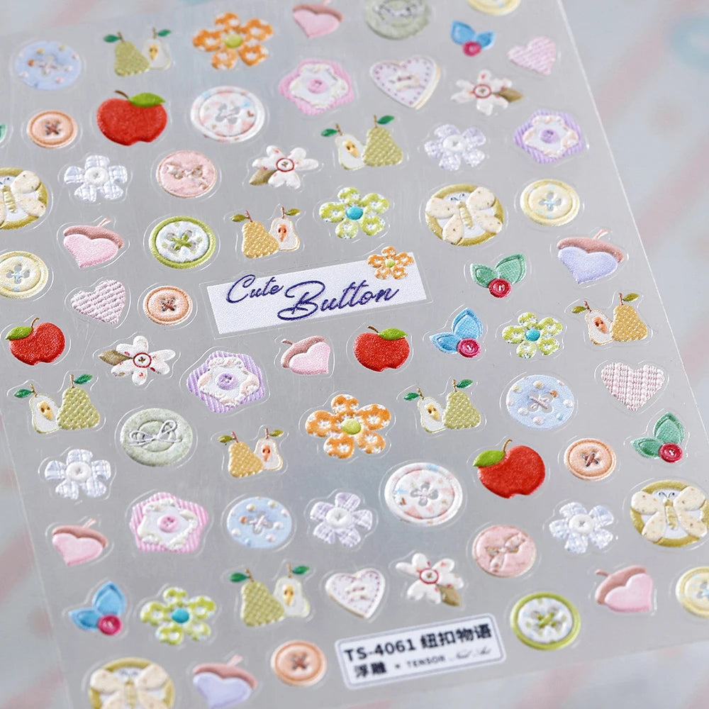 Sweet Summer Delicious Watermelon Ice Cream 5D Nail Art Sticker Elegant Bowknot Cool Ice Square Jelly Nail Decals for Manicure