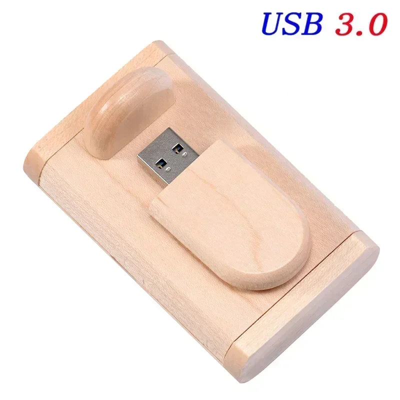 Wedding Gift USB 3.0 Stick 64GB Custom Logo Wooden Box Flash Drives 32GB Pendrive Free Sample U Disk 16GB 8GB 4GB Memory Stick