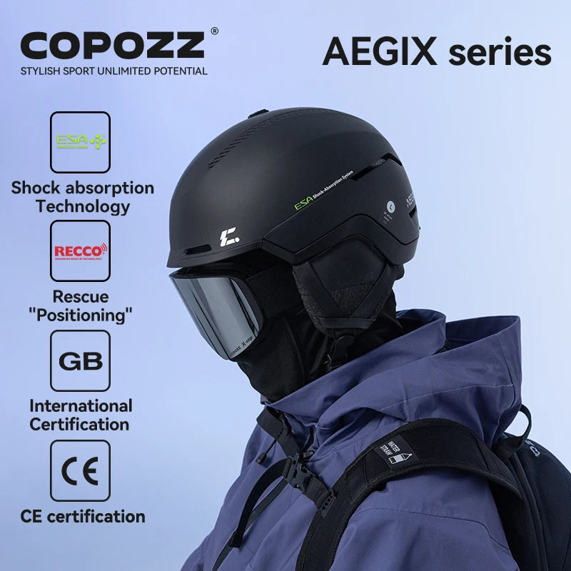 COPOZZ Winter Adult Ski Helmet Outdoor Anti-impact REECCO Positioning Rescue System Breathable Women Men Ski Safety Helmet