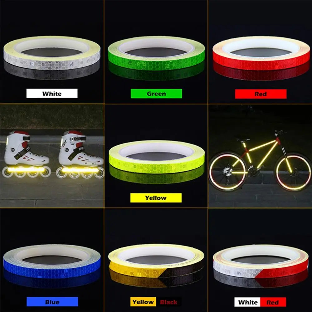 Safety Reflective Stickers Motorcycle Reflective Film Tape For Cycling Warning Strip Bicycle Wheel Decor Bike Reflective Tape