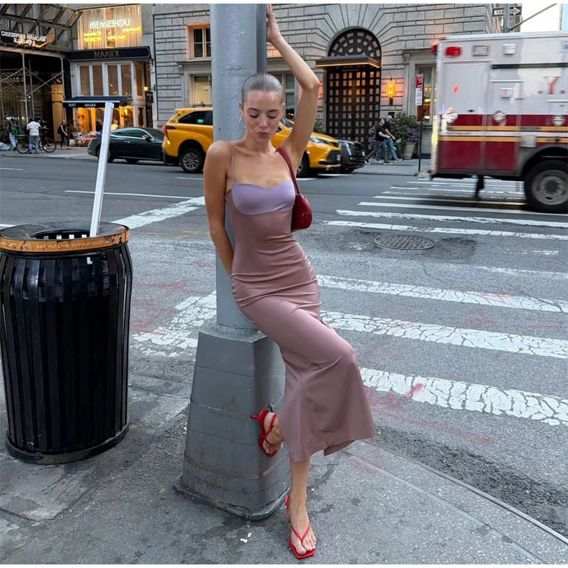  Women Sexy Color Blocking Halter Maxi Dresses Elegant Backless Off shoulder Sleeveless Slim Gowns 2026 New Lady Party Vestidos