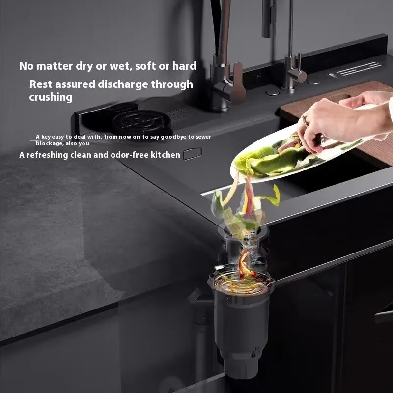 High Efficiency Stainless Steel Kitchen Garbage Disposal Quiet Efficient with Anti-Blocking Design Electric Power Source