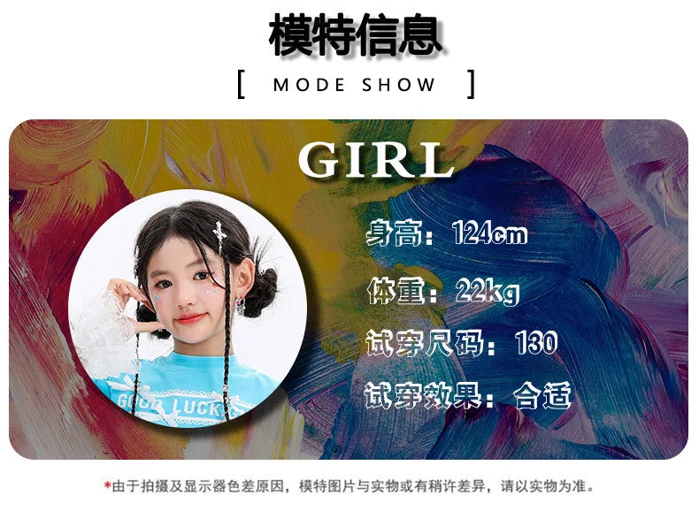 Kid Cute Hip Hop Clothing BLue Crop T Shirt Sleeves White Layered Lace Pleated Mini Skirt for Girls Jazz Dance Costume Clothes