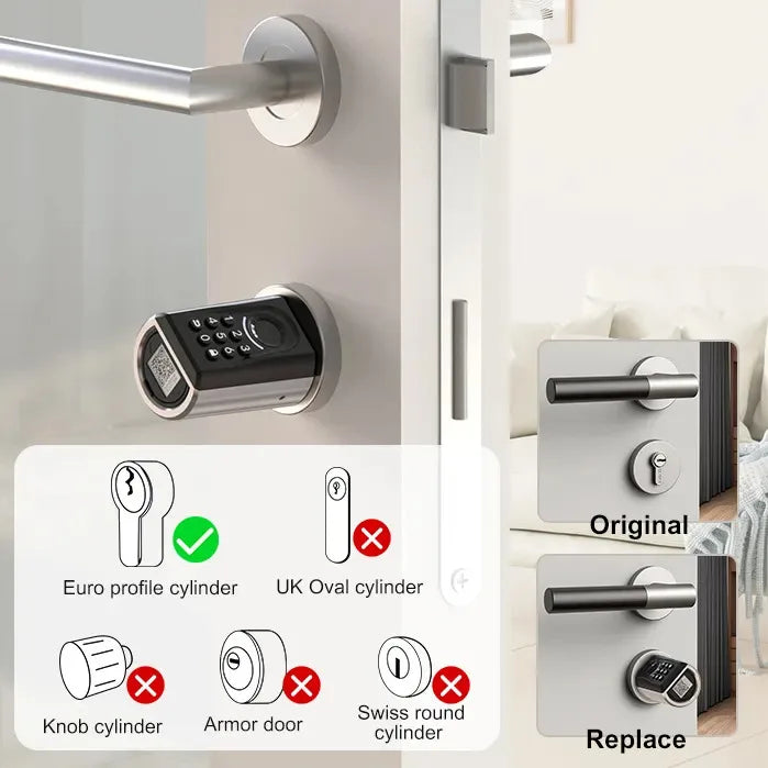 WELOCK TOUCA51 Smart Lock Fingerprint & Keypad Entry, Keyless Door Lock for Home/Office