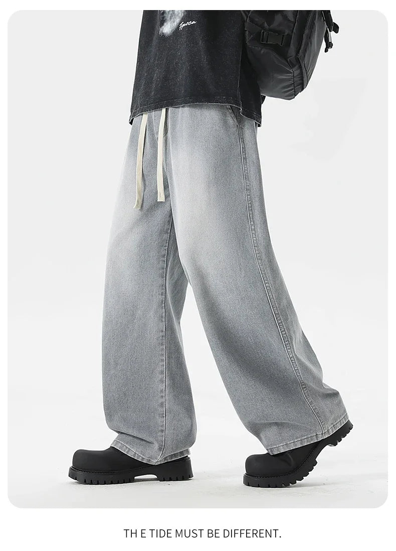 Men's Jeans American Loose Wide-leg Loose Straight Casual Trousers Street Hip-hop Baggy Jeans Black Grey Blue Streetwear Men