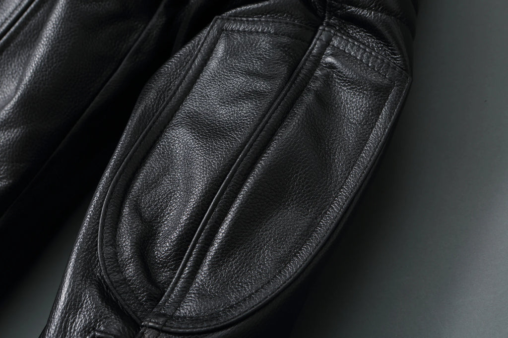 New Motorcycle Causal Vintage Leather Coat Men Autumn Outfit Fashion Biker Pocket Design Top Layer Cow Leather Jacket