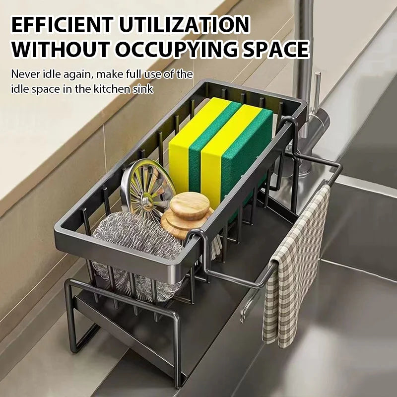 Kitchen Sink Drain Rack Organizer Sink Shelf Soap Sponge Holder Dishcloth Towel Rack Filter Basket Countertop Storage Spice rack