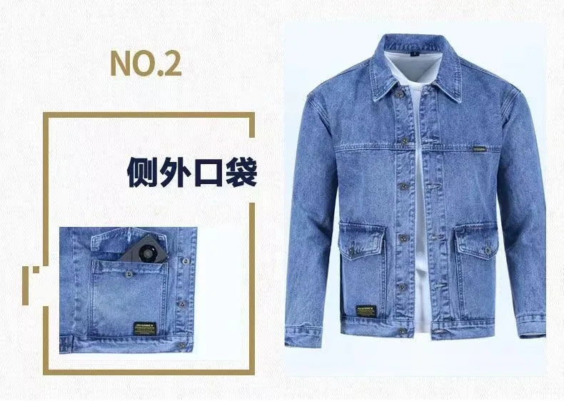 2023 Spring and Autumn New Fashion Trend Solid Color Denim Jacket Men's Casual Loose Comfortable Large Size High Quality Coat
