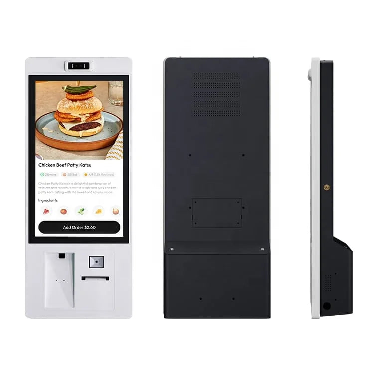 OEM Self Service Ordering Terminal With 23.8 27 Inch FHD Screen Kiosk Support Multiple Languages UI For Retail Food Chains