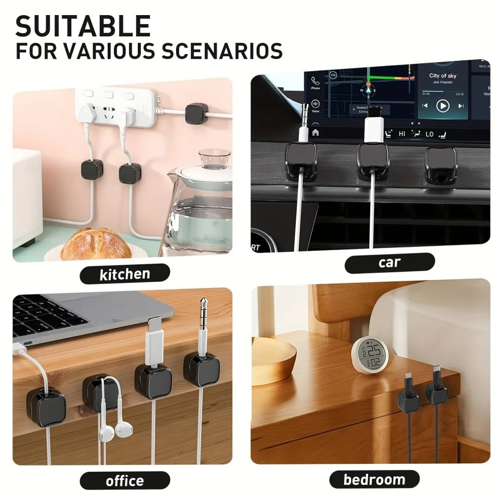 3/6/12PCS Portable Magnetic Cable Clips Cable Protector Desk Tidy Management Clips For Mouse Earphone Wire Organizer Cable Stand