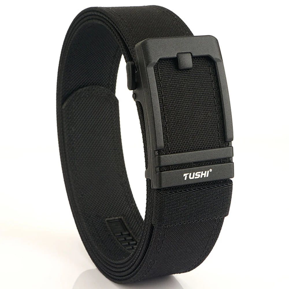 TUSHI New Double-layer Reinforced Automatic Buckle Training Quick Hanging Pistol Belt Men Nylon Outdoor Leisure IPSC Accessories