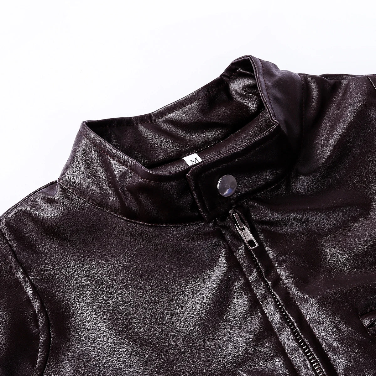 Men' s Retro Leather Jacket Stand Collar Biker Jacket Slim fit Multi-Pocket Coat Autumn Winter Outwear