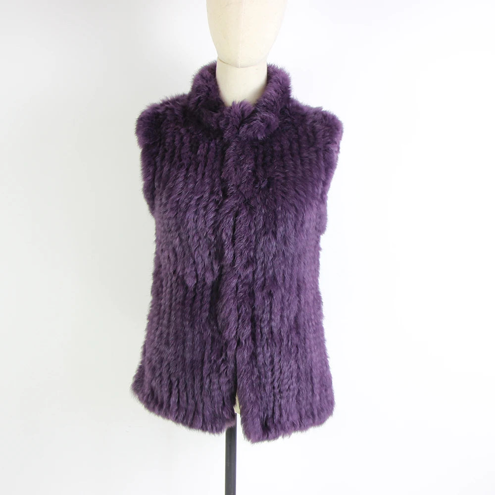 17 colors woman girl real rabbit fur vest jacket spring winter warm genuine rabbit fur knit coat vest black beige