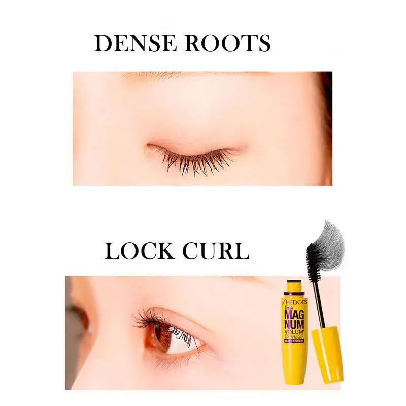 4D Black Mascara Thickening,Lengthening,Curling,Waterproof Liquid Fiber Mascara Long-Lasting Natural Eyelash Enhance Cosmetics