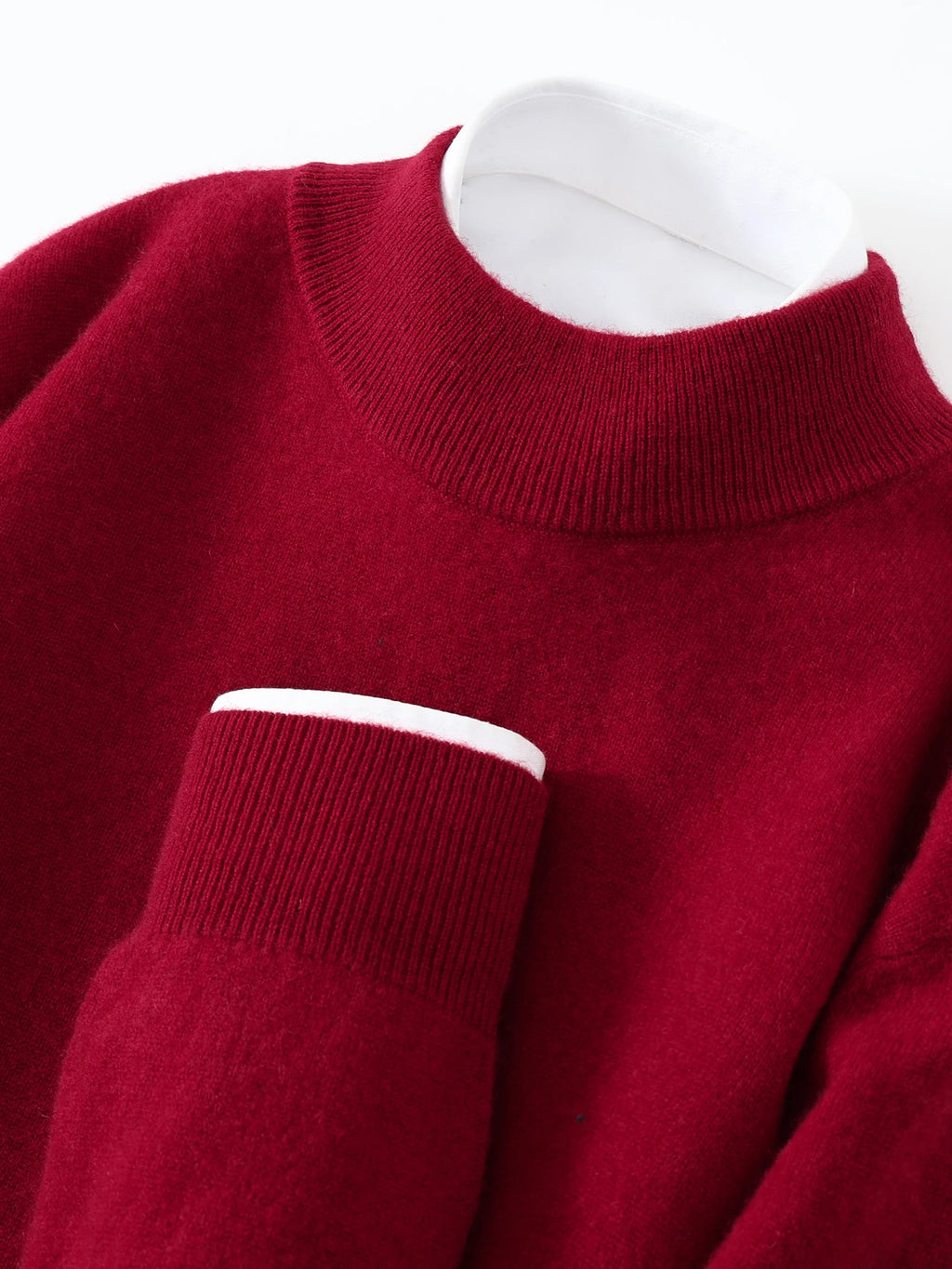Autumn/Winter Men's 100% Pure Cashmere Pullover Business Casual Solid Knitted Sweater Loose Half High Neck Tops Thick Jumper
