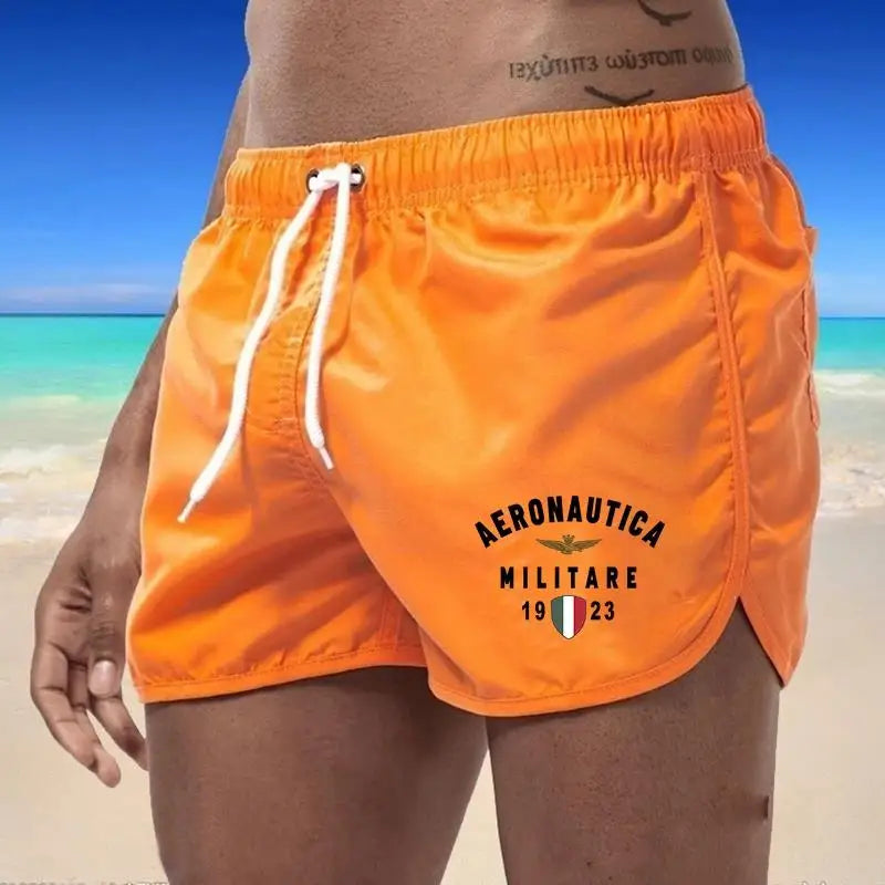 2024 Men's Fashion Printed Swimming Shorts Quick-Drying Beach Suit Breathable Drawstring Pocket