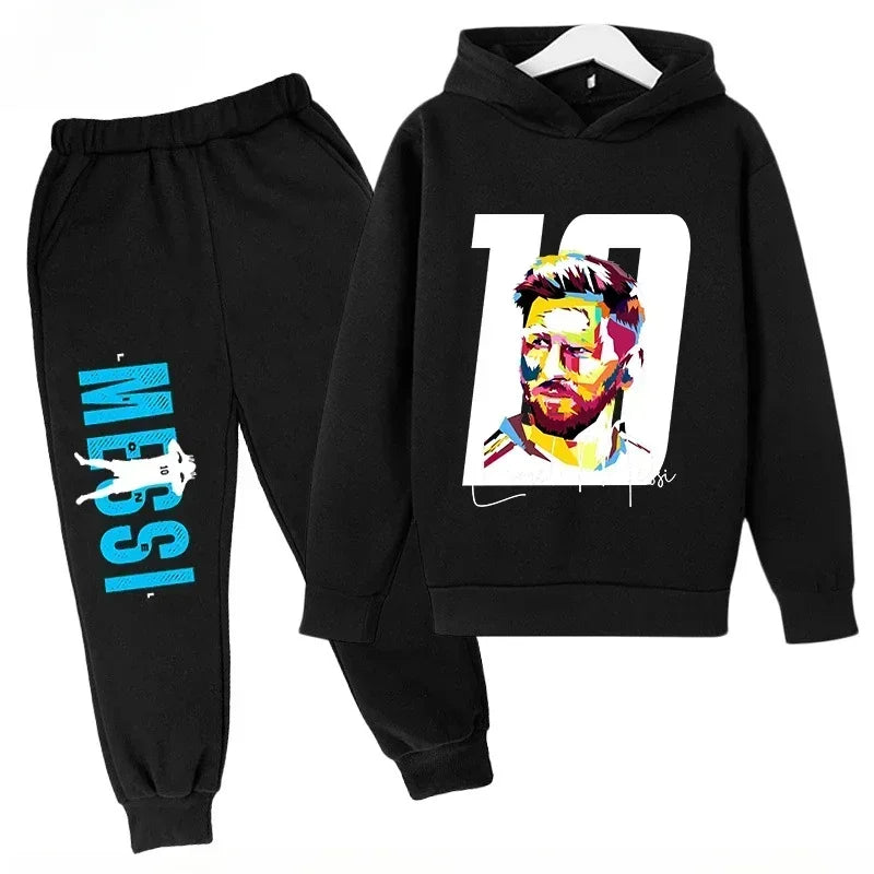 Spring Autumn Children's Set Sports Messi Print Hoodie Set Pants Suit 2pcs Set Boys Girls Kid Clothing Casual Fashion Tracksuit