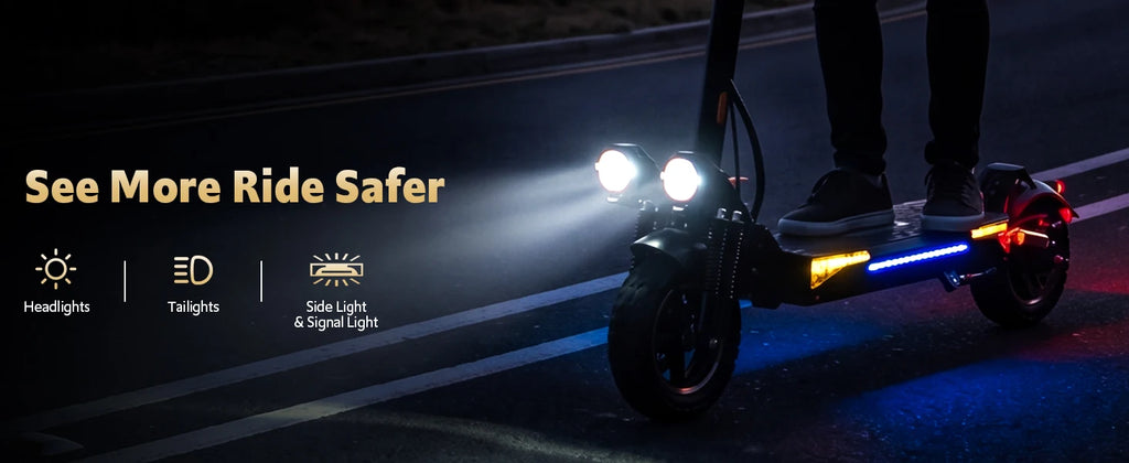 Off Road Electric Scooter, 1200W Motor, 25 Miles Range,11" All TerrainTire E Scooter for Adult, E-Scooter with Double Suspension &Side Light