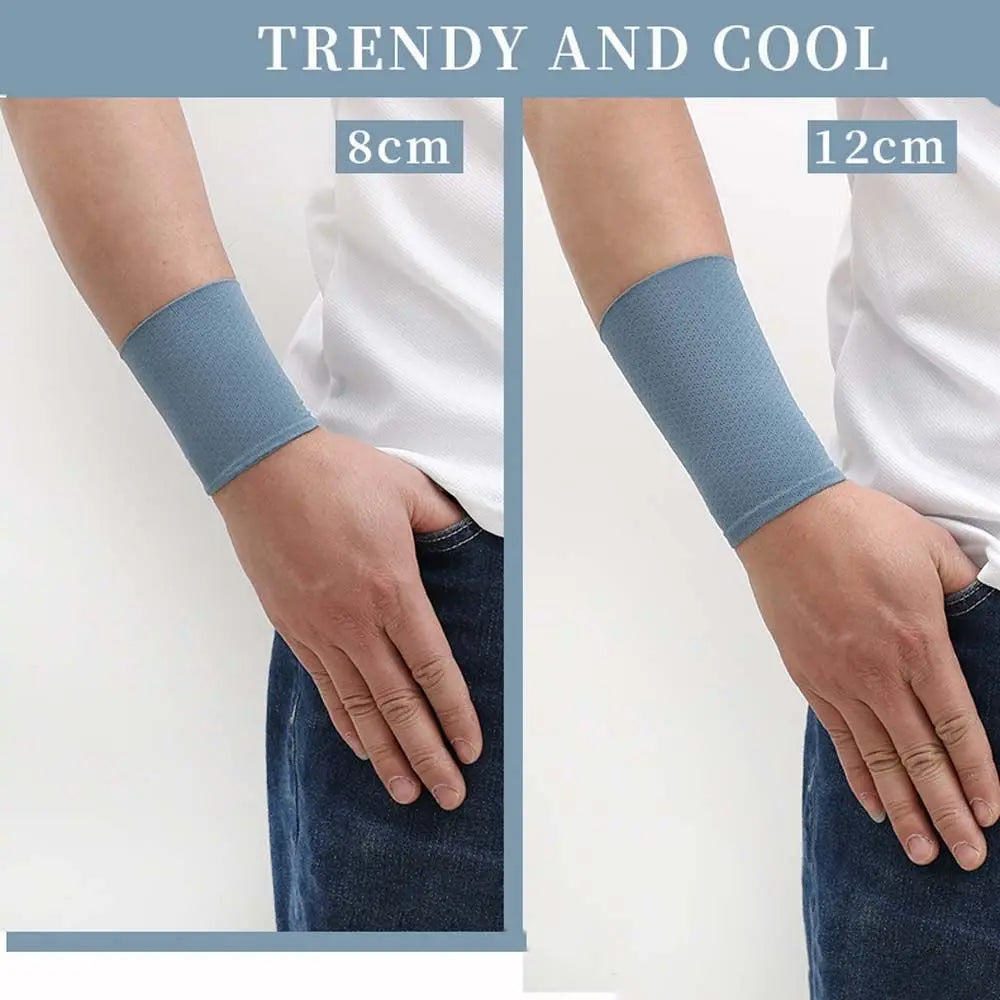 Men Women Personalized Solid Color Elastic Wrist Cover Outdoor Sunscreen Ice Silk Sleeves Sports Wristband Cycling Arm Sleeves