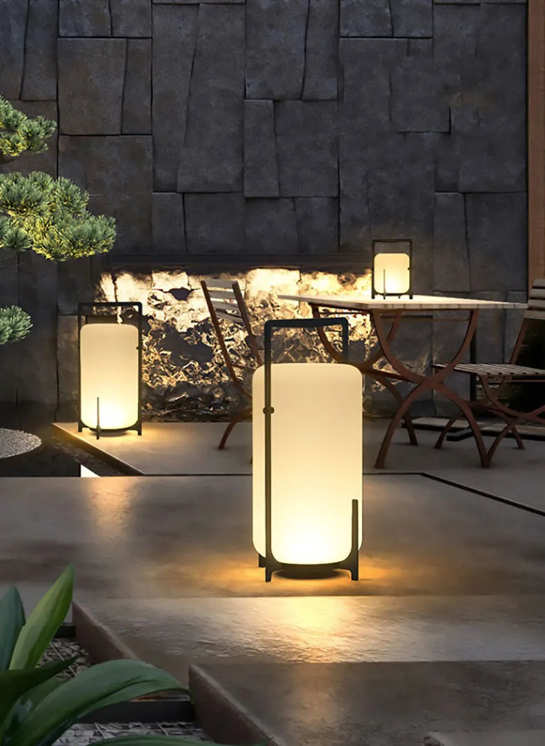 Modern Outdoor Indoor Floor Lamp White Acrylic Black Metal Lighting Floor Light For Garden Hotel Parlor Dining Room Bedroom