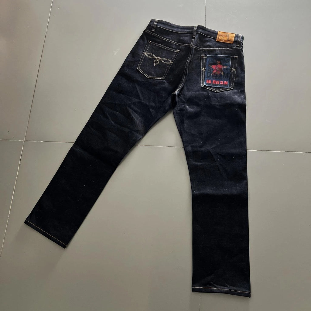 DOUBEL American Retro Ameika Vintage  Material 168 Oz Heavy Ear Denim Jeans Low Waist Zipper Cotton Straight Leg Spring
