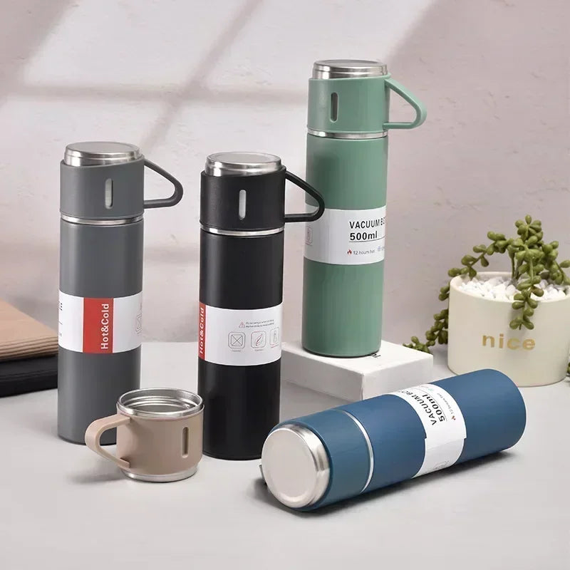 Coffee Thermos Stainless Steel Vacuum-Insulated Water Bottle  Insulated Bottle with Cup for Hot & Cold Drink Outdoor Travel Mug