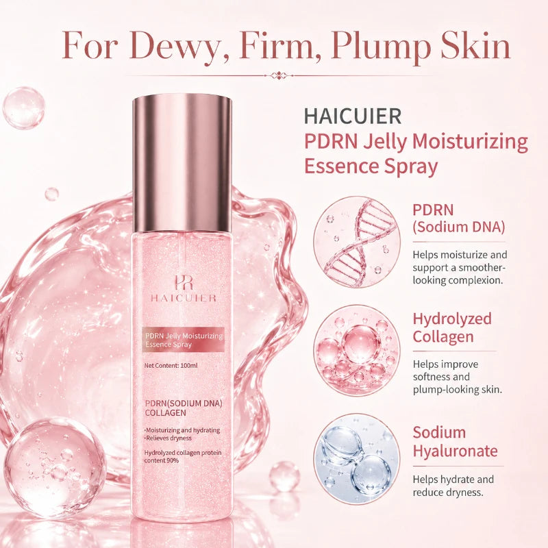 PDRN Vitamin C Jelly Essence Spray 100ml, Niacinamide Collagen Glow Soften Relieve Dryness Pre-makeup Spray Daily Skincare Set