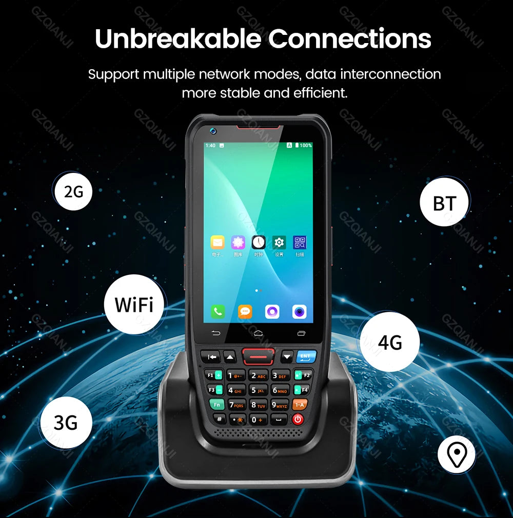 Android 10 PDA Handheld Terminal 2D Barcode Scanner 4G Data Collector NFC Cradle Charger Optional Logistics Warehousing Device