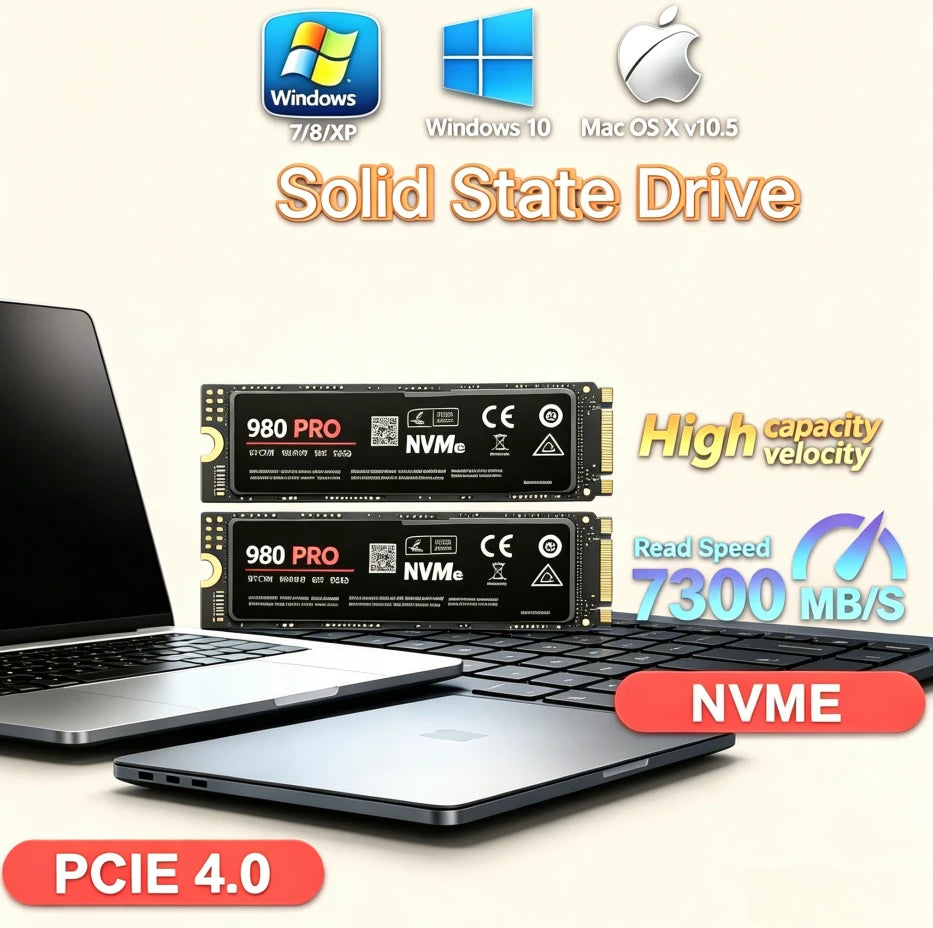Original 980Pro 990Pro 1TB M.2 PCIe 4.0 NVMe 7400MB/s Max Transfer Speed Stable Internal Solid State Drive For Gaming Laptop PC