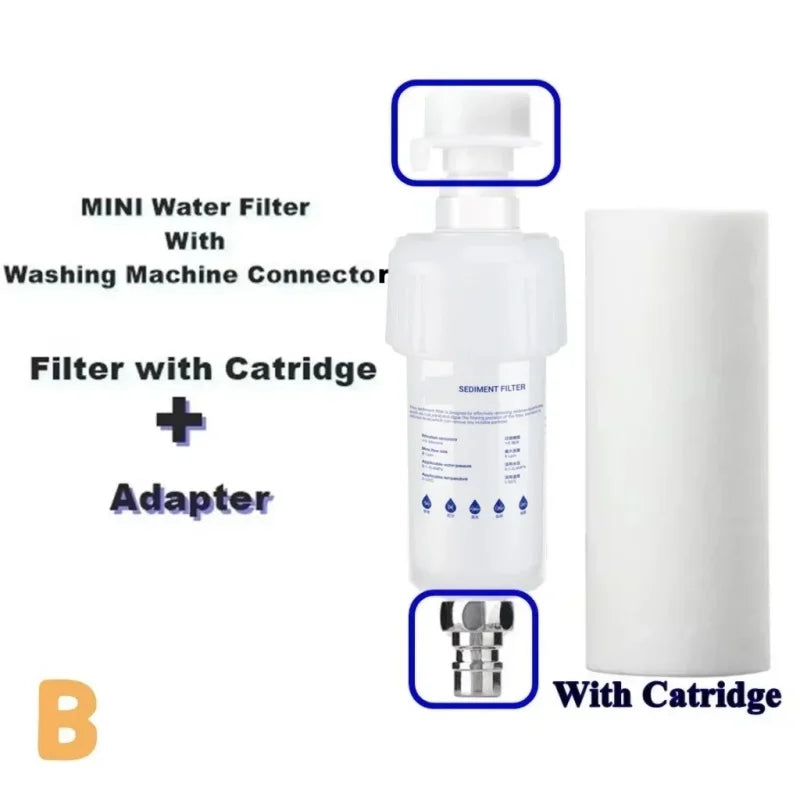 5'' PRE FILTER Water Filter Cartridge Washing Machine Filter with Adapter Bathroom Water Heater Toilet Household Purifier