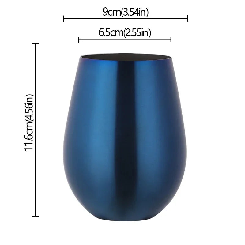 500ml Stainless Steel Single Layer Titanium Plating Wine Glasses Beer Titanium Wine Glasses 500ML Big Belly Water CupBarSupplies