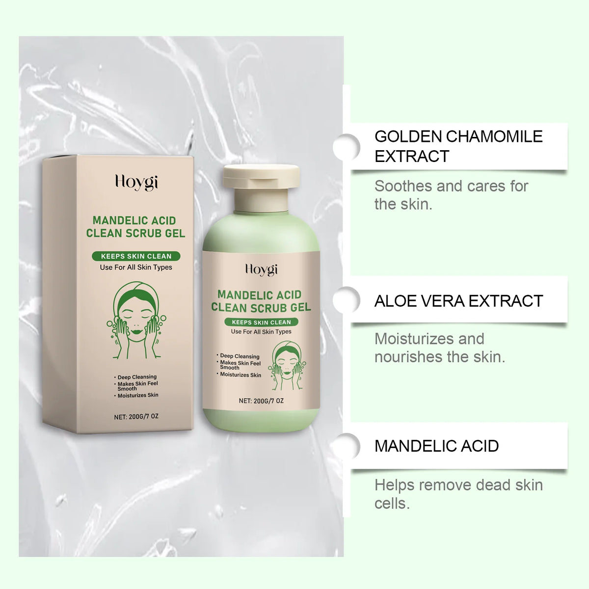 Body Exfoliating Gel, Deeply Cleanses & Moisturizes, Gently Removes Dead Skin, Clears Pores For Smoother Skin