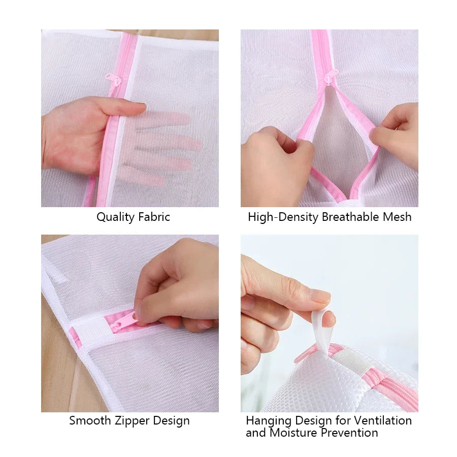 3Pcs/Set Zippered Mesh Laundry Bags for Bra Underwear Household Cleaning Tools Bra Care Underwear Cleaning Accessories