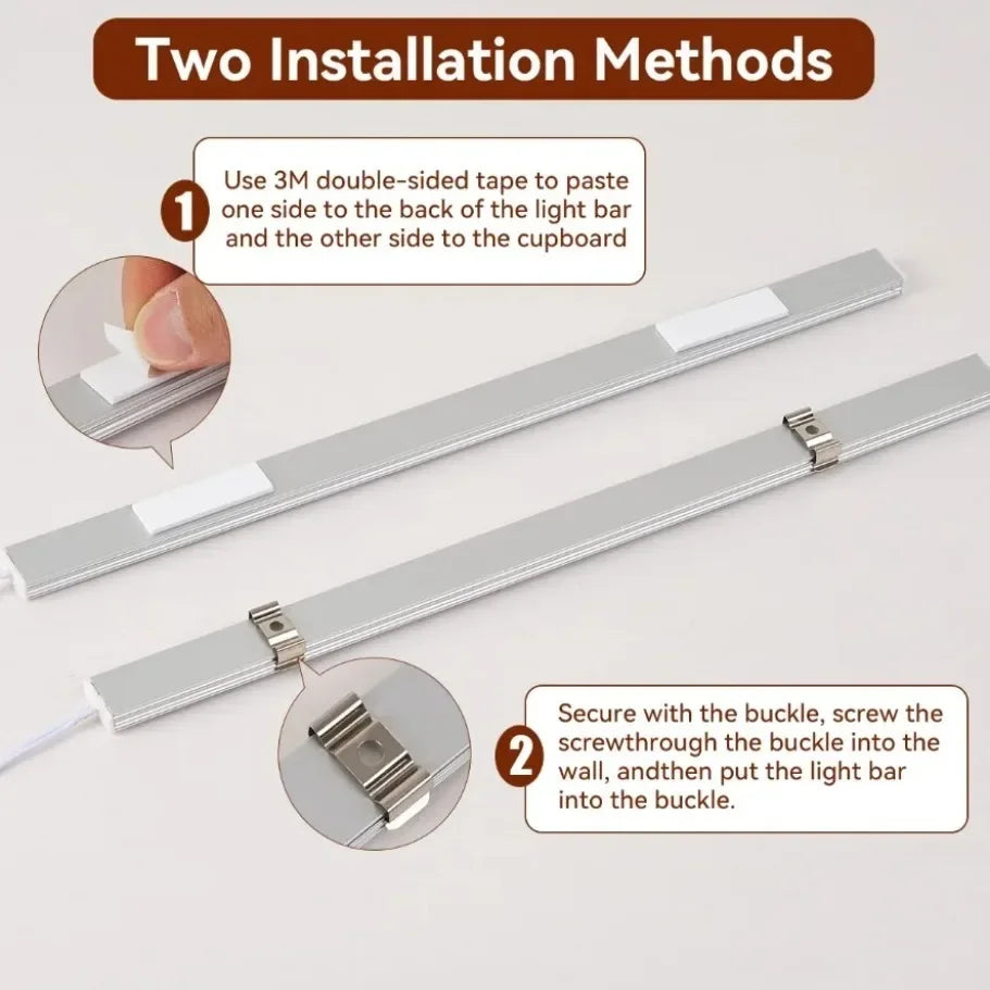 1-6Pcs LED Light Bar Sync Cabinet Light System Touch Control Dimmable Under Cabinet Lamp for Kitchen Wardrobe Closet Showcase