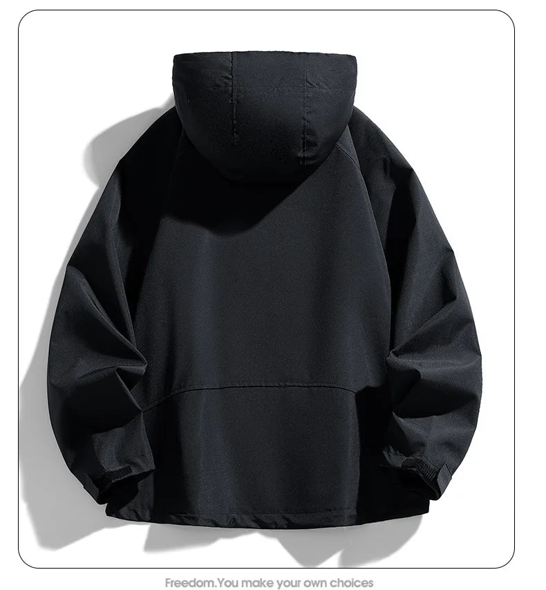 Man Jacket Spring Thin Contrast Color Long Sleeve Zipper Male Coat Loose Breathable Hooded Outdoor Sport Casual Men Outerwear