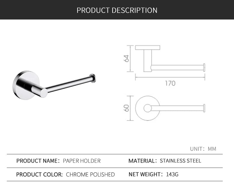 Bathroom Accessories Towel Rack Shelf Paper Holder Stainless Steel Toilet Brush Holder Hand Towel Ring Robe Hook Hanger Chrome