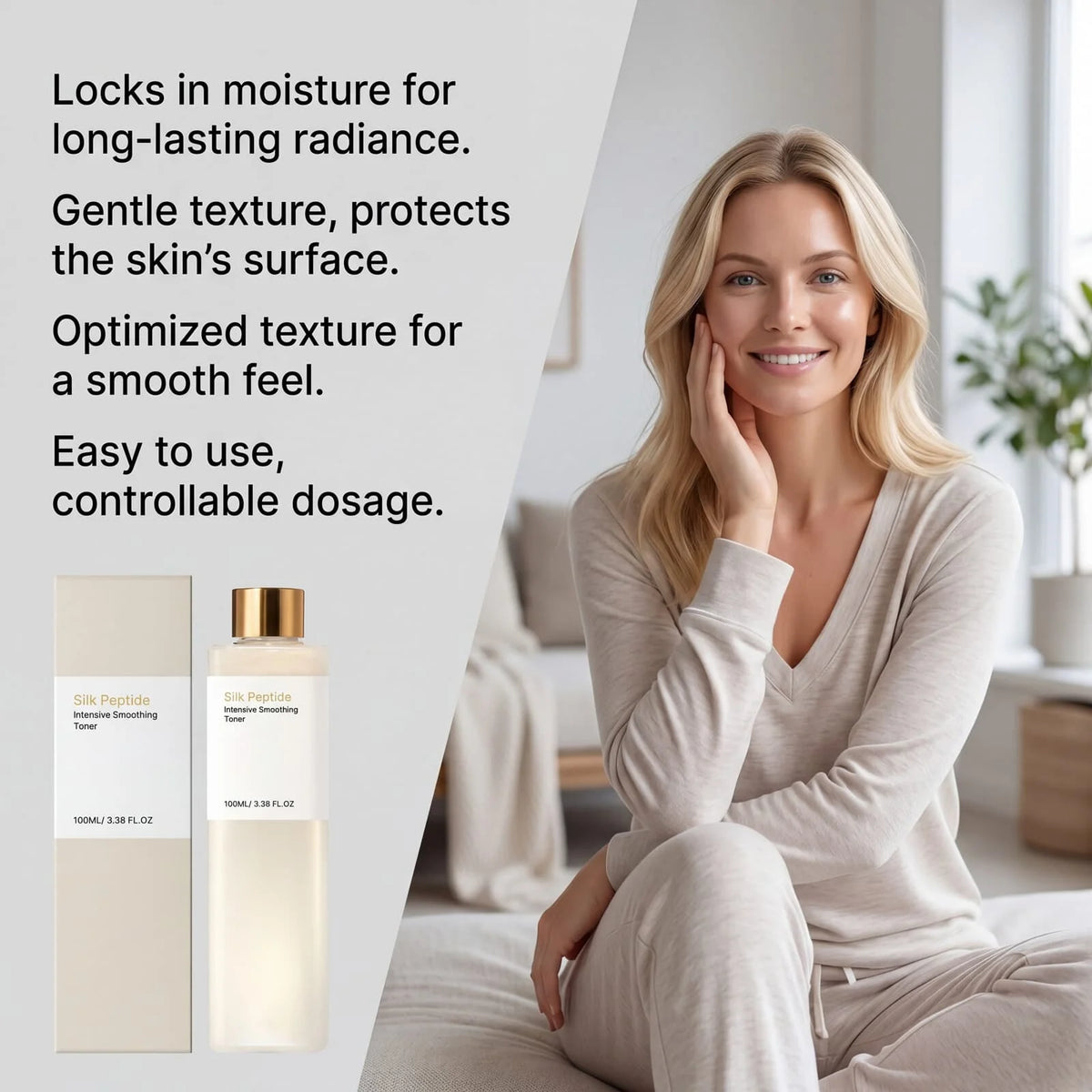 Silk Peptide Facial Toner Soothe Sensitive Skin Smooth Fine Lines Revitalize Skins Barrier Brighten Dull Moisturize Face Toner