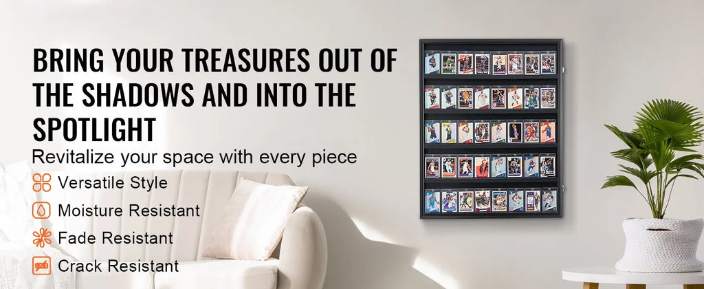SucceBuy Jersey Display / Sports Card Display Frame Case, Large Lockable Sport Shadow Box, 98% UV Protection PC Glass & Hangers