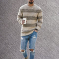2025 autumn and winter luxury fashion new striped sweater men's slim fit round neck long sleeved knitted top jacket men's sweate