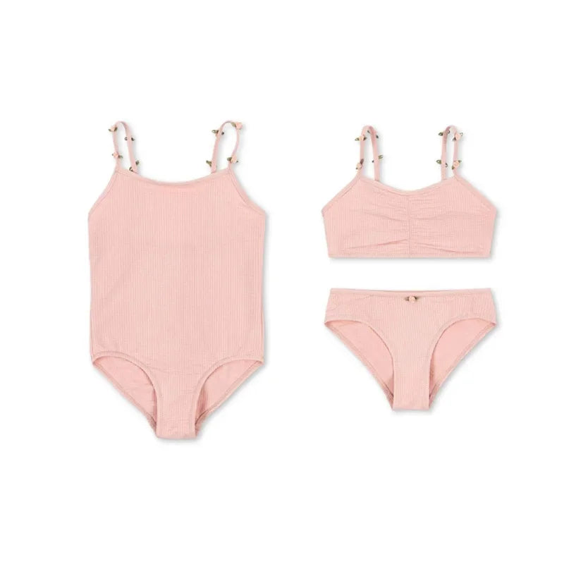 Baby Swimwear KS Brand 2026 New Summer Girls Swimsuit Cute Cherry Kids Baby Outfit Set Holiday Beach Bikini Children Clothing