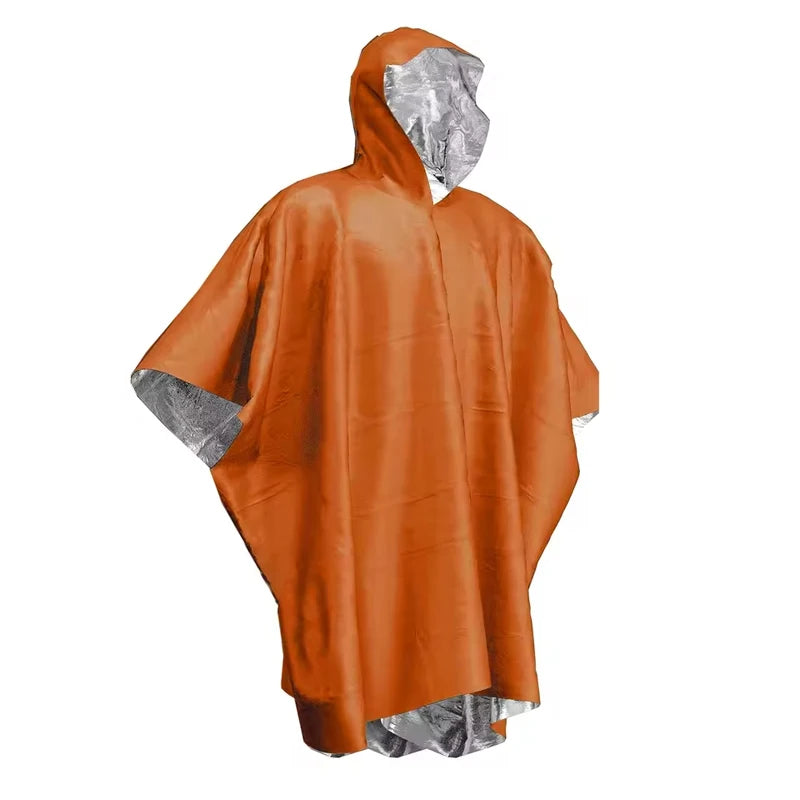 Emergency Rain Poncho Thermal Blanket Poncho Weather Proof Outdoor Survival Camping Gear Survival Gadgets