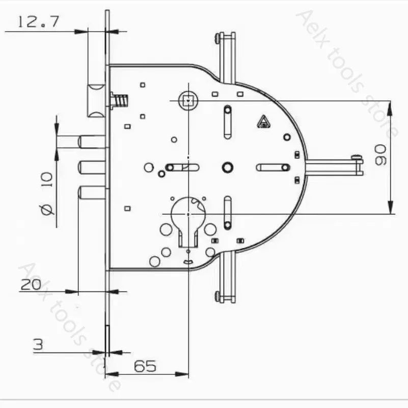 Smart Automatic Israeli 6590 Mortise Lock Body Round Head Square Bolt Replacement for Old Security Door Fingerprint Lock