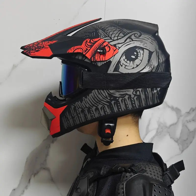 ORZ-Motocross Helmet Off Road Dirt Bike ATV MX Racing Helmet DOT Approved for Adults