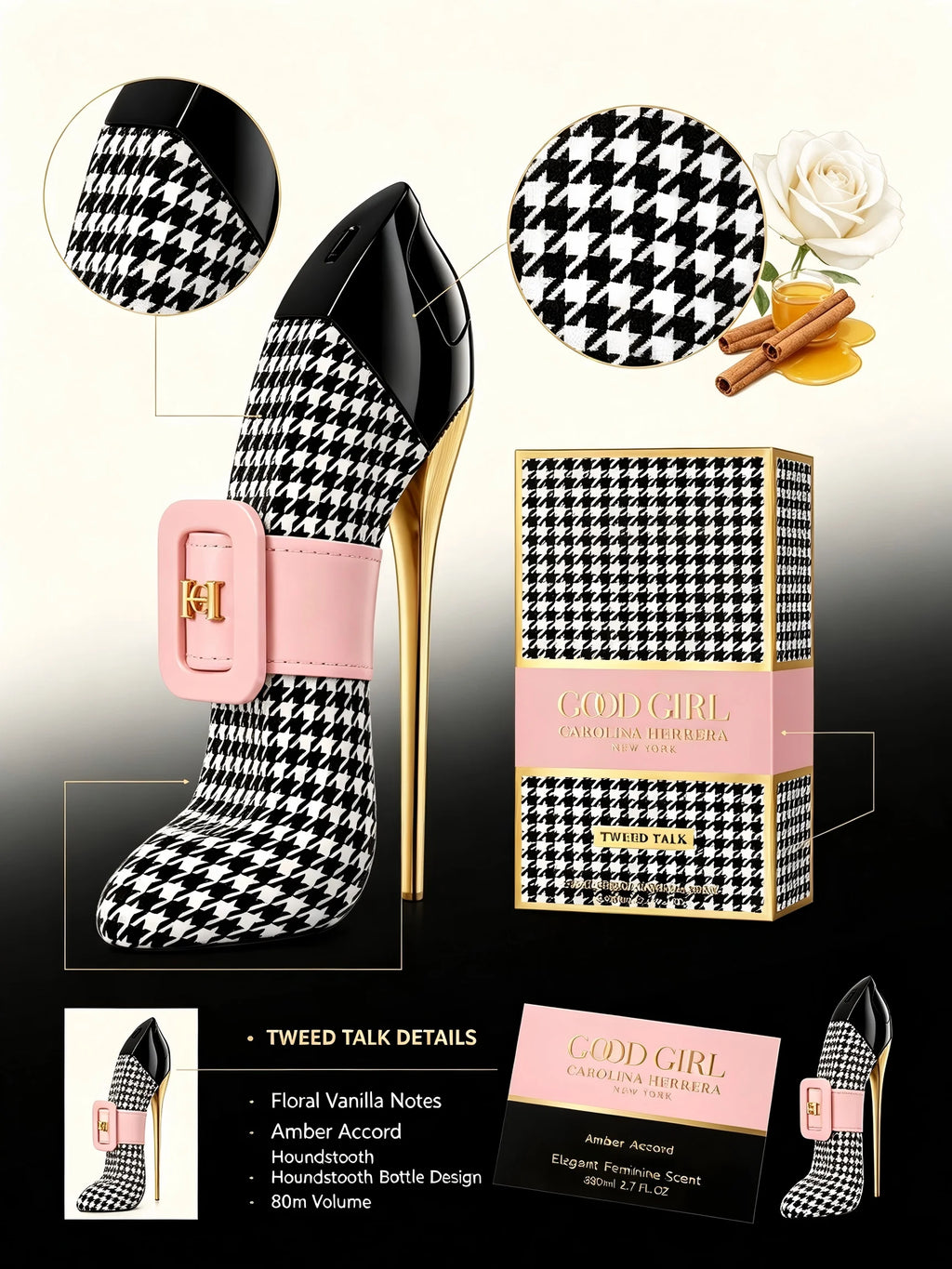 Carolina Herrera Good Girl Tweed Talk EDP for Women, 2.7 fl oz/80ml, 1 Bottle, Floral Vanilla Amber Elegant Long Lasting Perfume, Birthday Anniversary Gift for Her, Fall, Halloween, Thanksgiving, Black Friday, Christmas, New