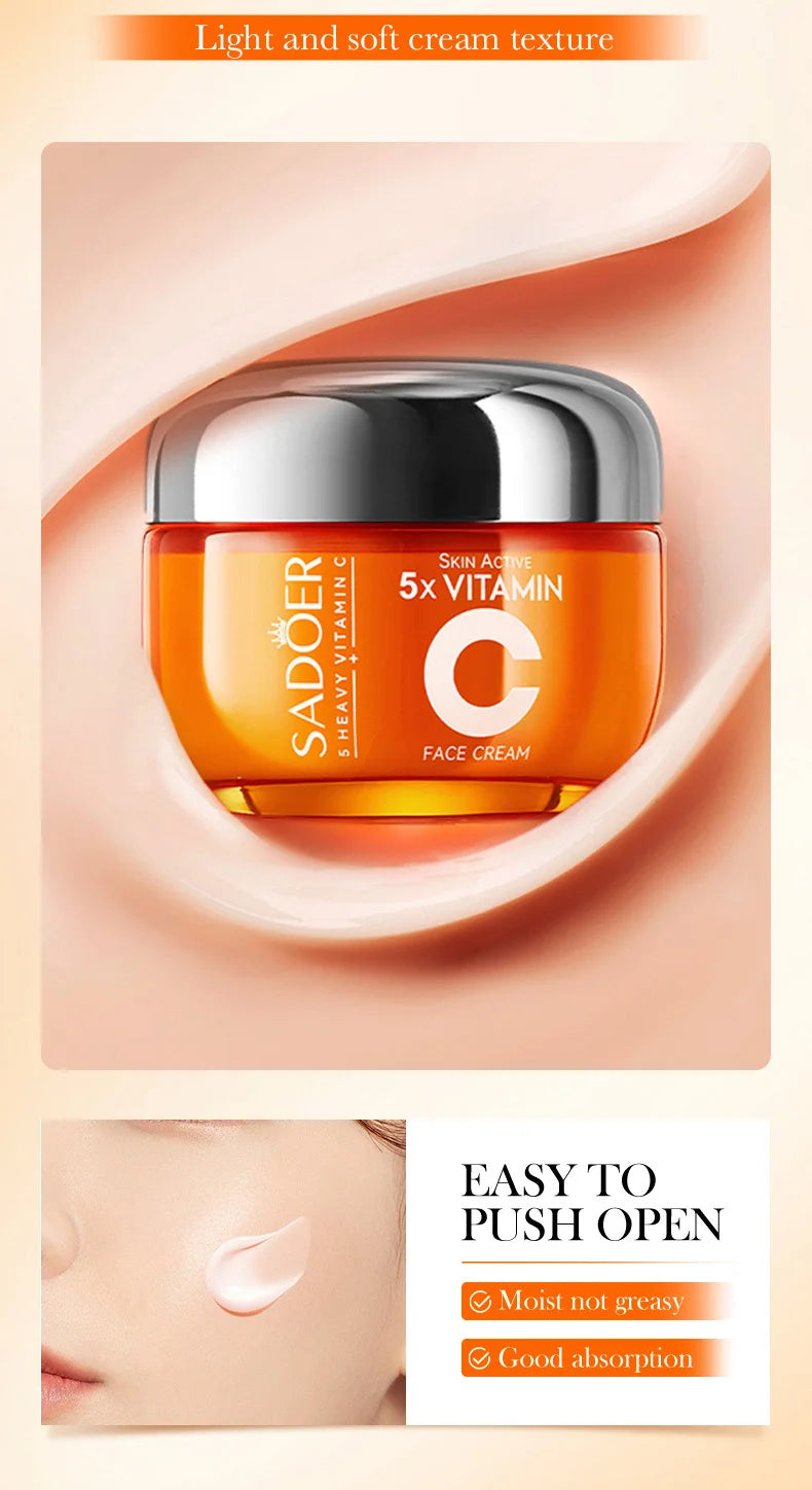 SADOER Vitamin C Face Cream Facial skincare Firming Moisturizing Brightening Hydrating Facial Creams Beauty Face Skin Care