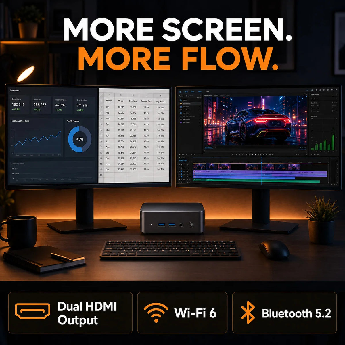 MINI PC Computer with Windows 11 Intel Core I9 10980HK 16GB/32GB RAM 1TB SSD WIFI 6 BT5.2 4K HD for Gaming Office Study