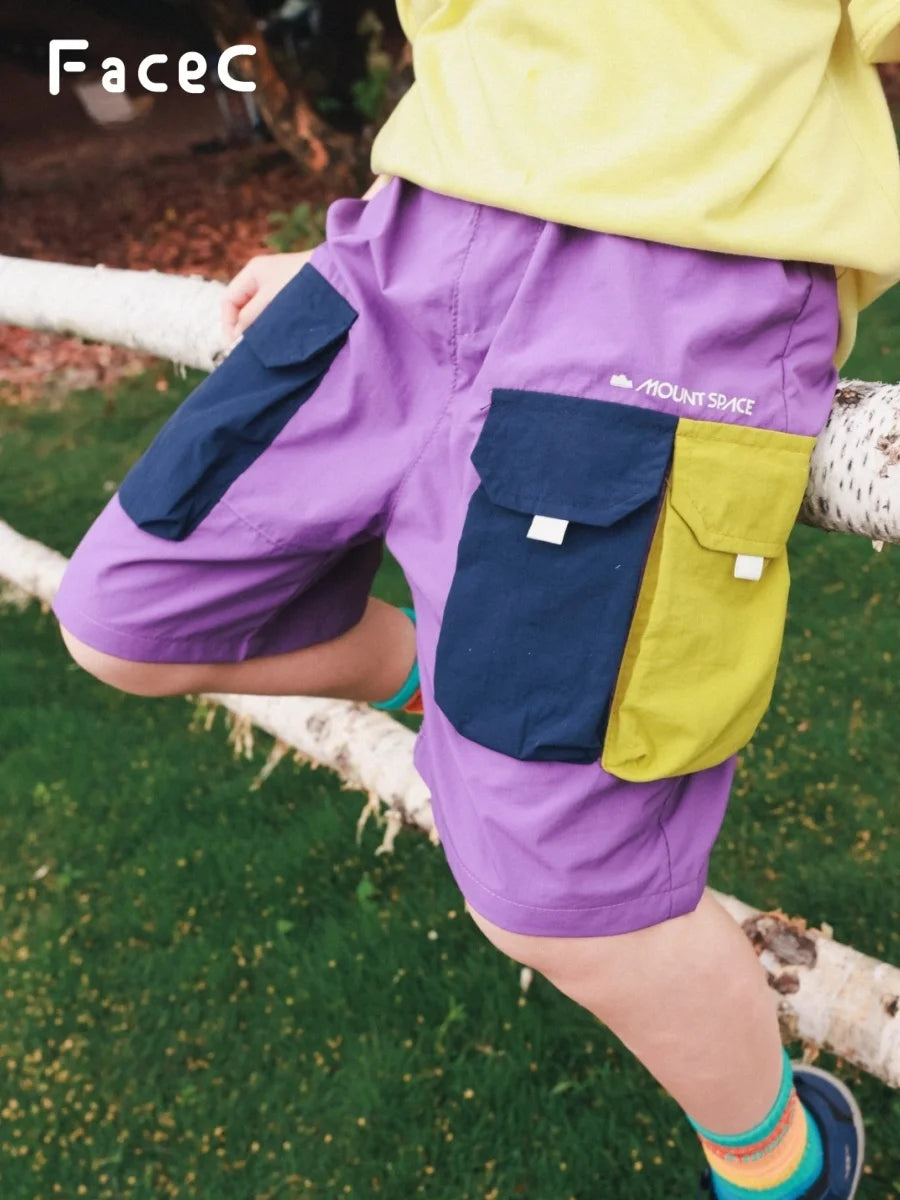 Quick Dry Children's Shorts Boys' Color Block Workwear Summer New Arrival Kids' Clothing Elastic Waist Straight Leg Pants