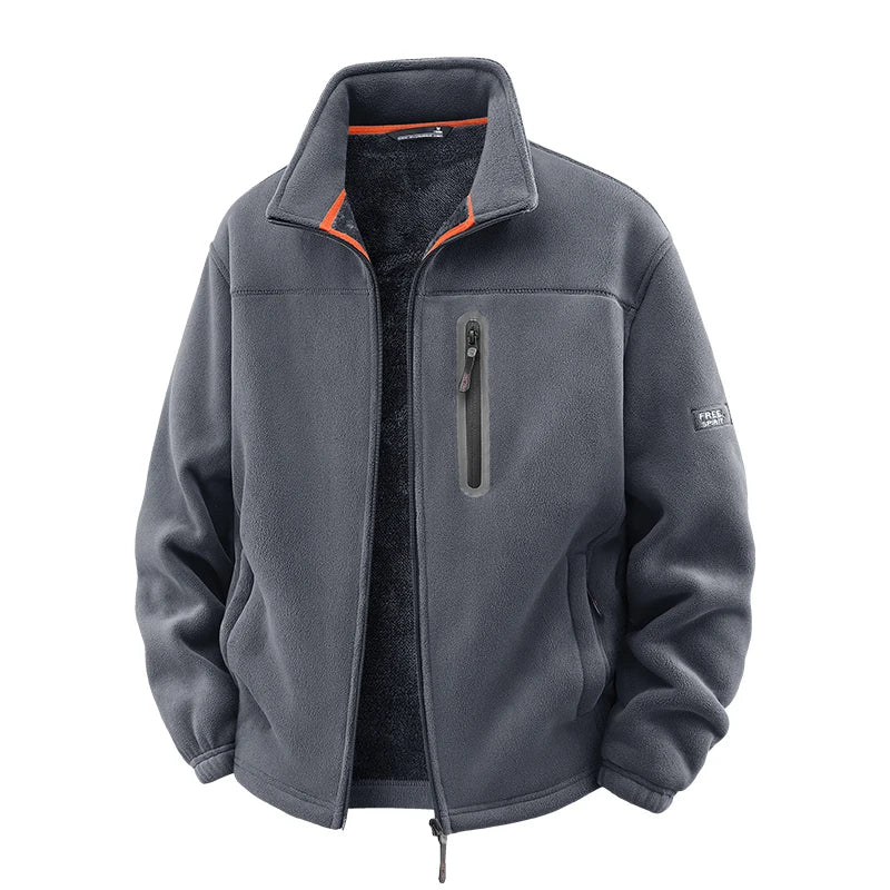 New Outerwear Men's Fleece Jacket Sweatshirts Male Thick Fleece and Windproof Sweatshirts Men Stand Up Collar Zipper Jacket Coat